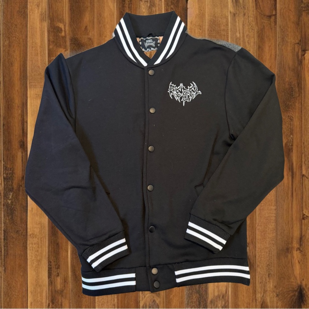 Rebel Minds Skeleton Napoleon Varsity Jacket | Gothic Streetwear Bomber Size M - Picture 3 of 8
